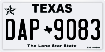 TX license plate DAP9083