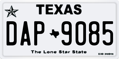 TX license plate DAP9085