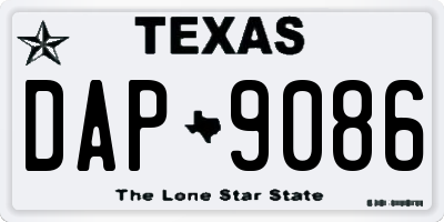 TX license plate DAP9086