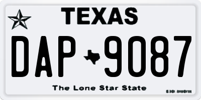 TX license plate DAP9087