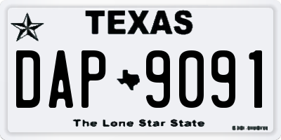 TX license plate DAP9091