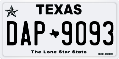 TX license plate DAP9093