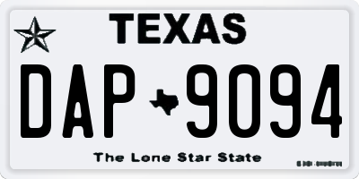 TX license plate DAP9094