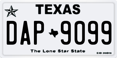 TX license plate DAP9099