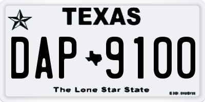 TX license plate DAP9100