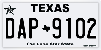 TX license plate DAP9102