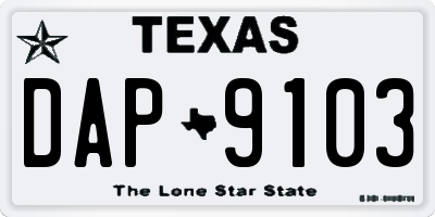 TX license plate DAP9103