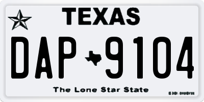 TX license plate DAP9104