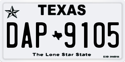 TX license plate DAP9105