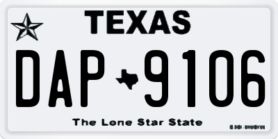 TX license plate DAP9106