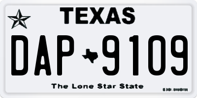 TX license plate DAP9109