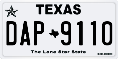 TX license plate DAP9110
