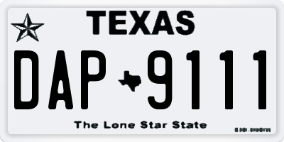 TX license plate DAP9111