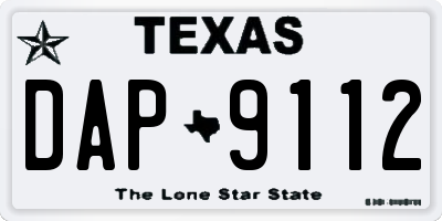 TX license plate DAP9112