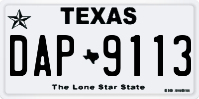 TX license plate DAP9113