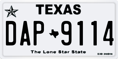 TX license plate DAP9114