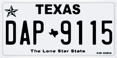 TX license plate DAP9115