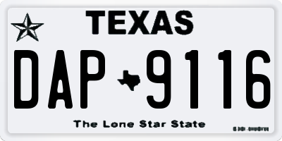 TX license plate DAP9116
