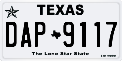 TX license plate DAP9117
