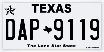 TX license plate DAP9119