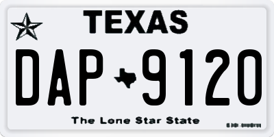 TX license plate DAP9120