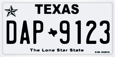 TX license plate DAP9123