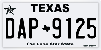 TX license plate DAP9125
