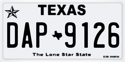 TX license plate DAP9126