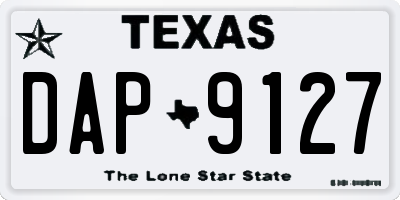 TX license plate DAP9127