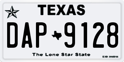 TX license plate DAP9128