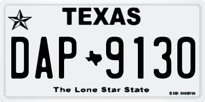 TX license plate DAP9130