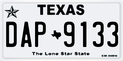 TX license plate DAP9133