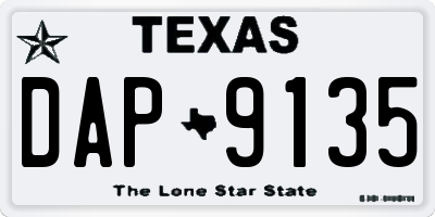 TX license plate DAP9135