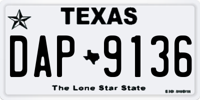 TX license plate DAP9136