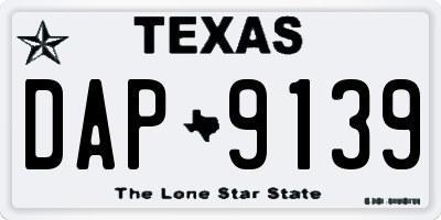 TX license plate DAP9139