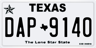 TX license plate DAP9140