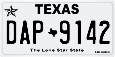 TX license plate DAP9142