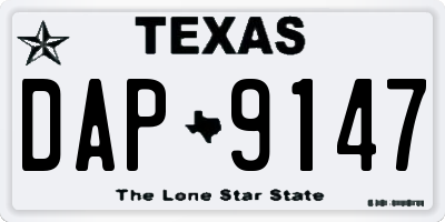 TX license plate DAP9147