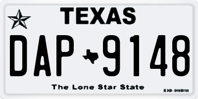 TX license plate DAP9148