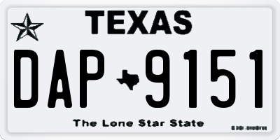 TX license plate DAP9151