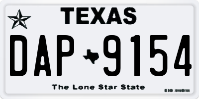 TX license plate DAP9154