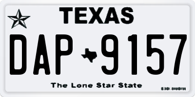 TX license plate DAP9157