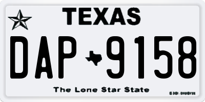 TX license plate DAP9158