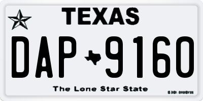 TX license plate DAP9160