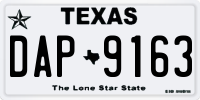 TX license plate DAP9163