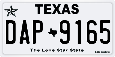 TX license plate DAP9165