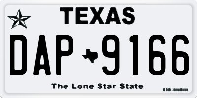 TX license plate DAP9166