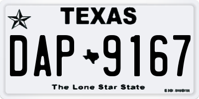 TX license plate DAP9167