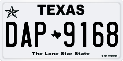 TX license plate DAP9168