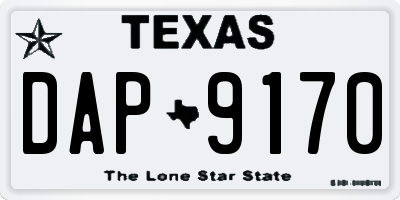 TX license plate DAP9170
